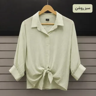 شومیز حریر گره‌ای زنانه سبز روشن