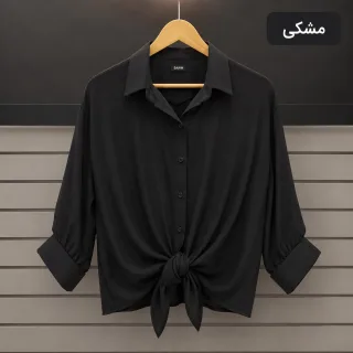 شومیز حریر گره‌ای زنانه مشکی