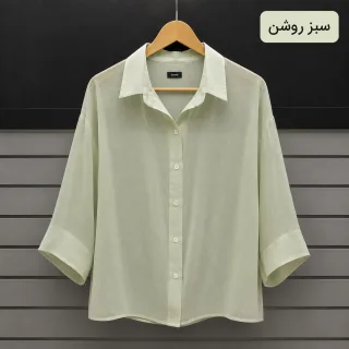 شومیز حریر شیشه‌ای ساده زنانه سبز روشن