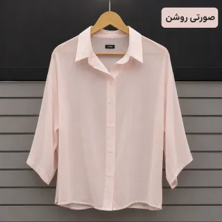 شومیز حریر شیشه‌ای ساده زنانه صورتی
