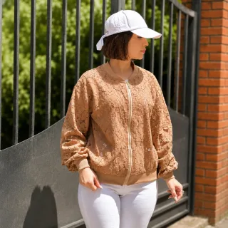 بامبر جکت گیپور زنانه قهوه‌ای نمای جلو