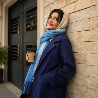 پالتو بلند زمستانی زنانه سرمه‌ای